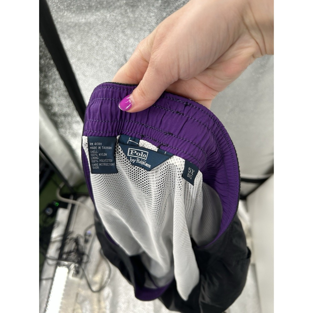 Polo by Ralph Lauren Black Swim Trunks with Purple Details - Picture 4 of 8